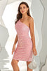 Cargar imagen en el visor de la galería, Rosa One Shoulder Lentejuelas Ajustado Vestido de cóctel