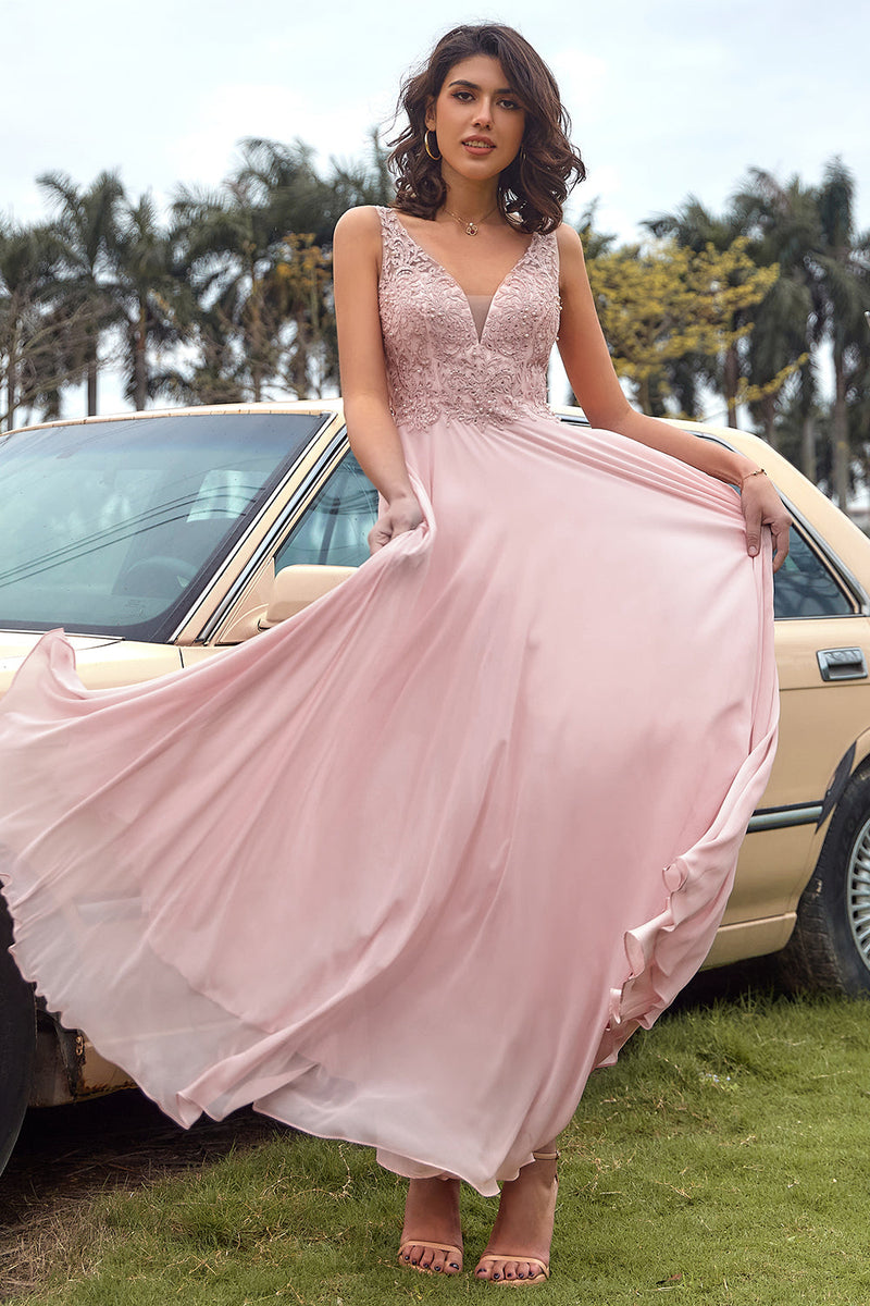 Cargar imagen en el visor de la galería, Blush Appliques Chiffon Vestido de graduación
