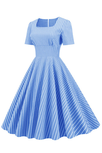 Rayas manga corta 1950s Swing Dress