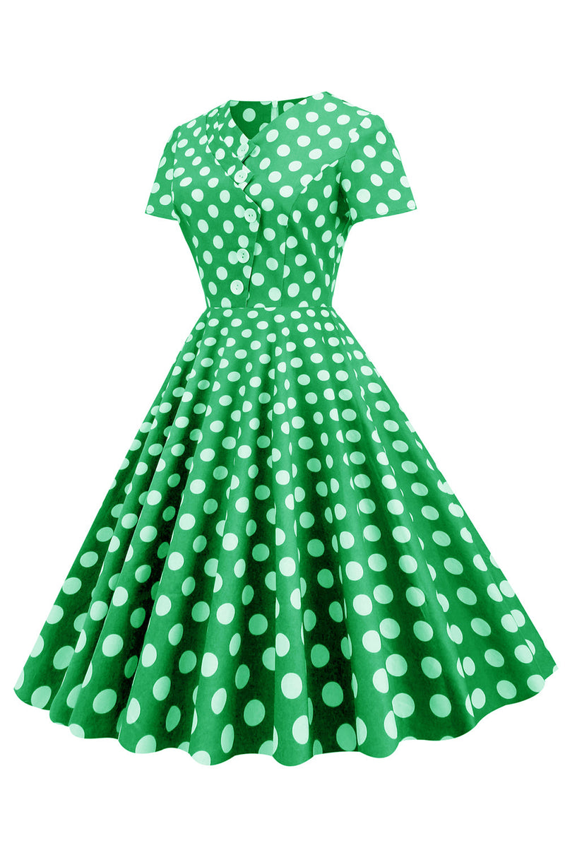 Cargar imagen en el visor de la galería, Polka Dots Swing Vestido de la década de 1950