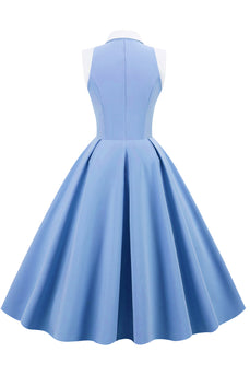 Vestido Swing Vintage Azul de la década de 1950