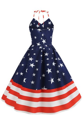 Halter Azul  Marino Vestido Vintage de Estrella