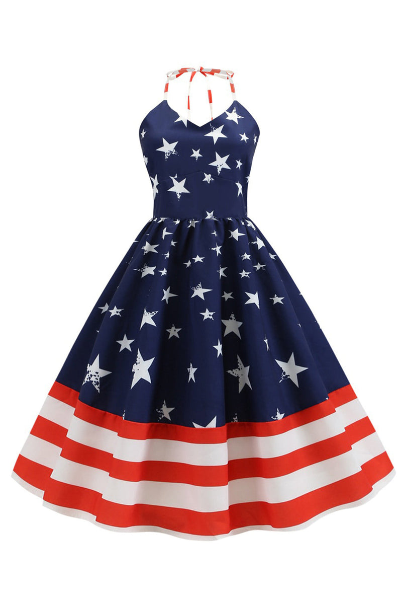Cargar imagen en el visor de la galería, Halter Azul  Marino Vestido Vintage de Estrella