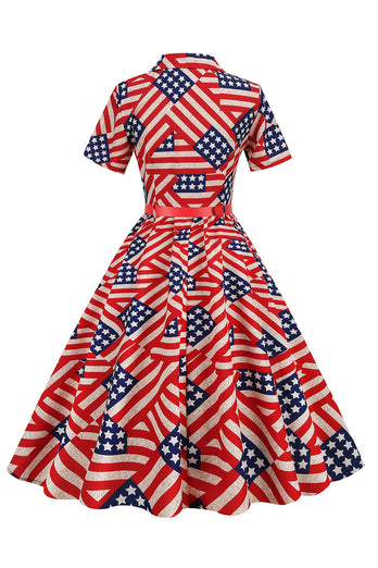 Estampado de bandera americana Vestido vintage
