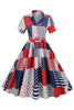 Cargar imagen en el visor de la galería, Vestido vintage con estampado de bandera del Día de la Independencia