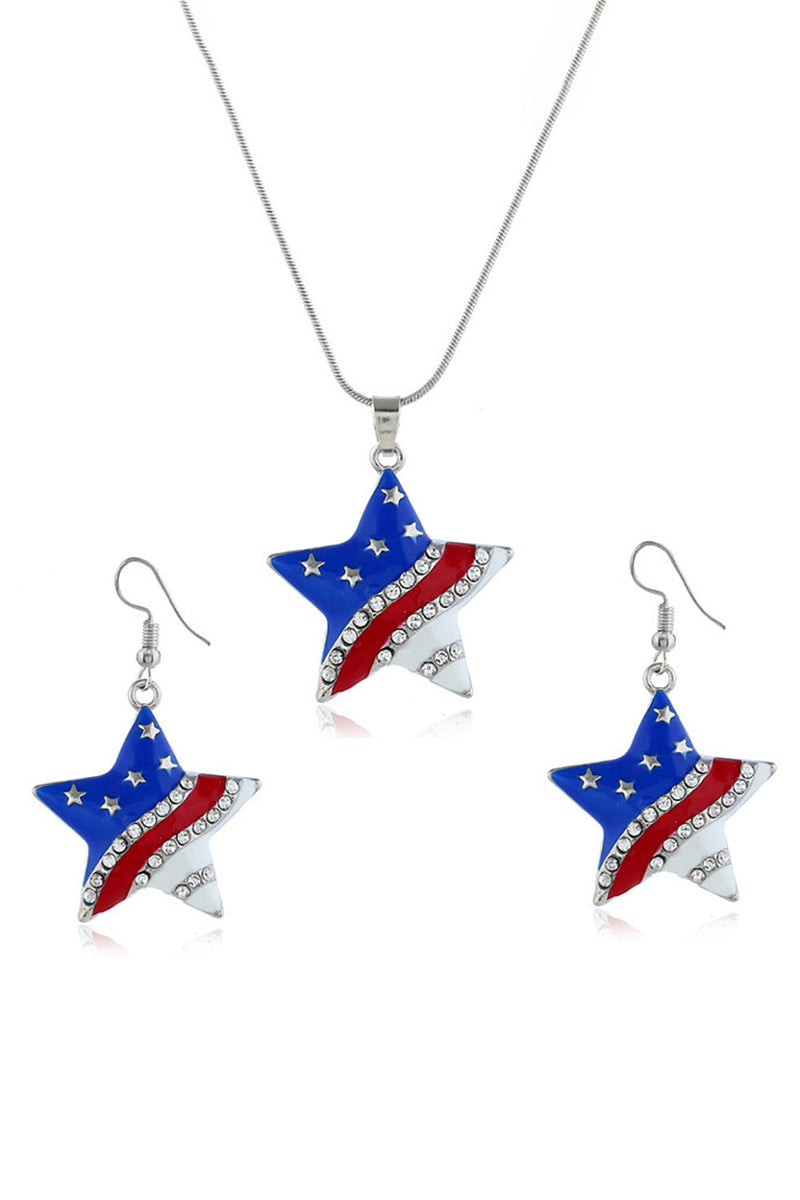 Cargar imagen en el visor de la galería, Collar de diamantes Pentagrama de la Bandera Americana