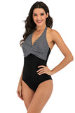 One Piece Halter Cuello Alto Traje de Baño Negro