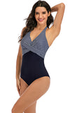 One Piece Halter Cuello Alto Traje de Baño Negro