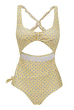 Traje de baño amarillo de cintura alta de una pieza