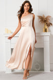 Champagne One Shoulder Vestido de fiesta sin mangas