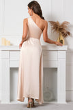 Champagne One Shoulder Vestido de fiesta sin mangas