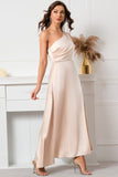 Champagne One Shoulder Vestido de fiesta sin mangas