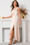 Champagne One Shoulder Vestido de fiesta sin mangas