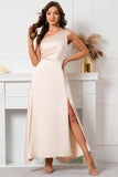 Champagne One Shoulder Vestido de fiesta sin mangas