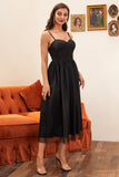 Negro Spaghetti Straps Vestido de fiesta