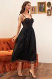 Negro Spaghetti Straps Vestido de fiesta