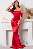 Vestido de graduación Red Off The Shoulder Mermaid