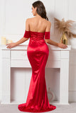 Vestido de graduación Red Off The Shoulder Mermaid