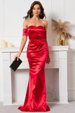 Vestido de graduación Red Off The Shoulder Mermaid