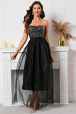 Vestido de fiesta de fiesta black Sweetheart Beaded