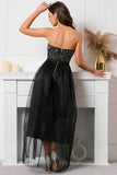 Vestido de fiesta de fiesta black Sweetheart Beaded