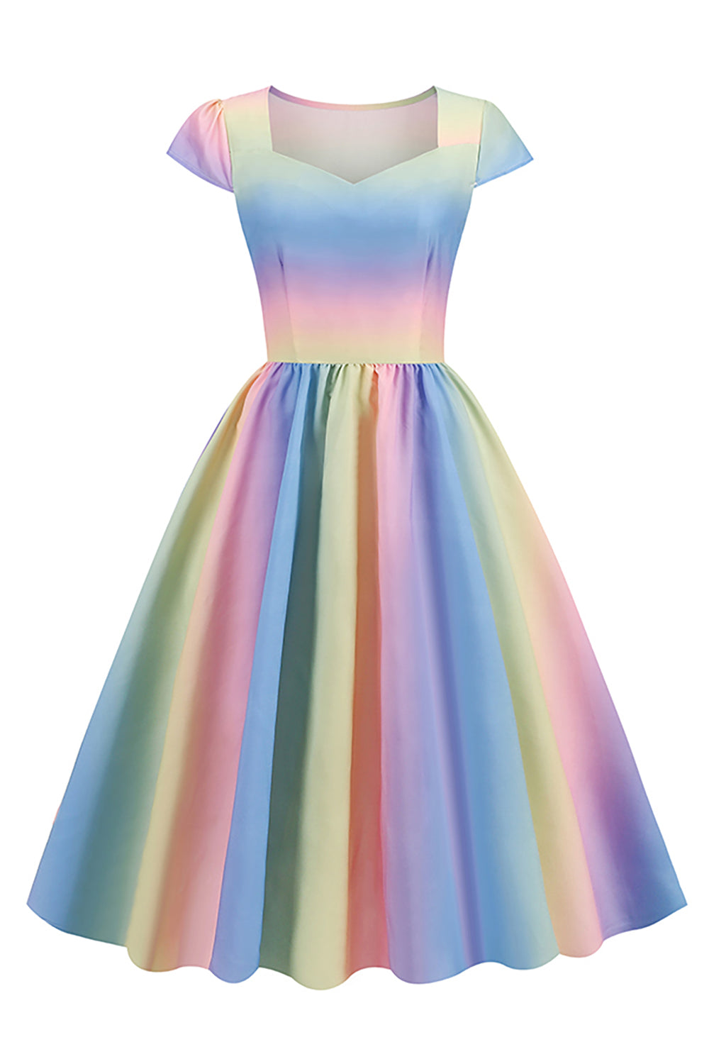 Vestido Vintage MultiColor Impreso de la década de 1950