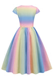 Vestido Vintage MultiColor Impreso de la década de 1950
