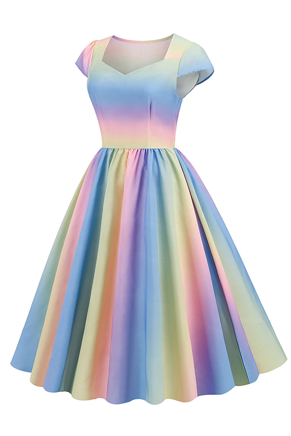 Vestido Vintage MultiColor Impreso de la década de 1950