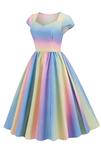 Vestido Vintage MultiColor Impreso de la década de 1950