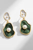 Cargar imagen en el visor de la galería, Pendientes de perlas de hoja de loto verde