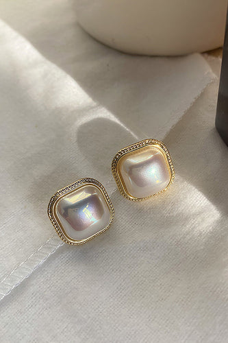 Pendientes vintage square pearl
