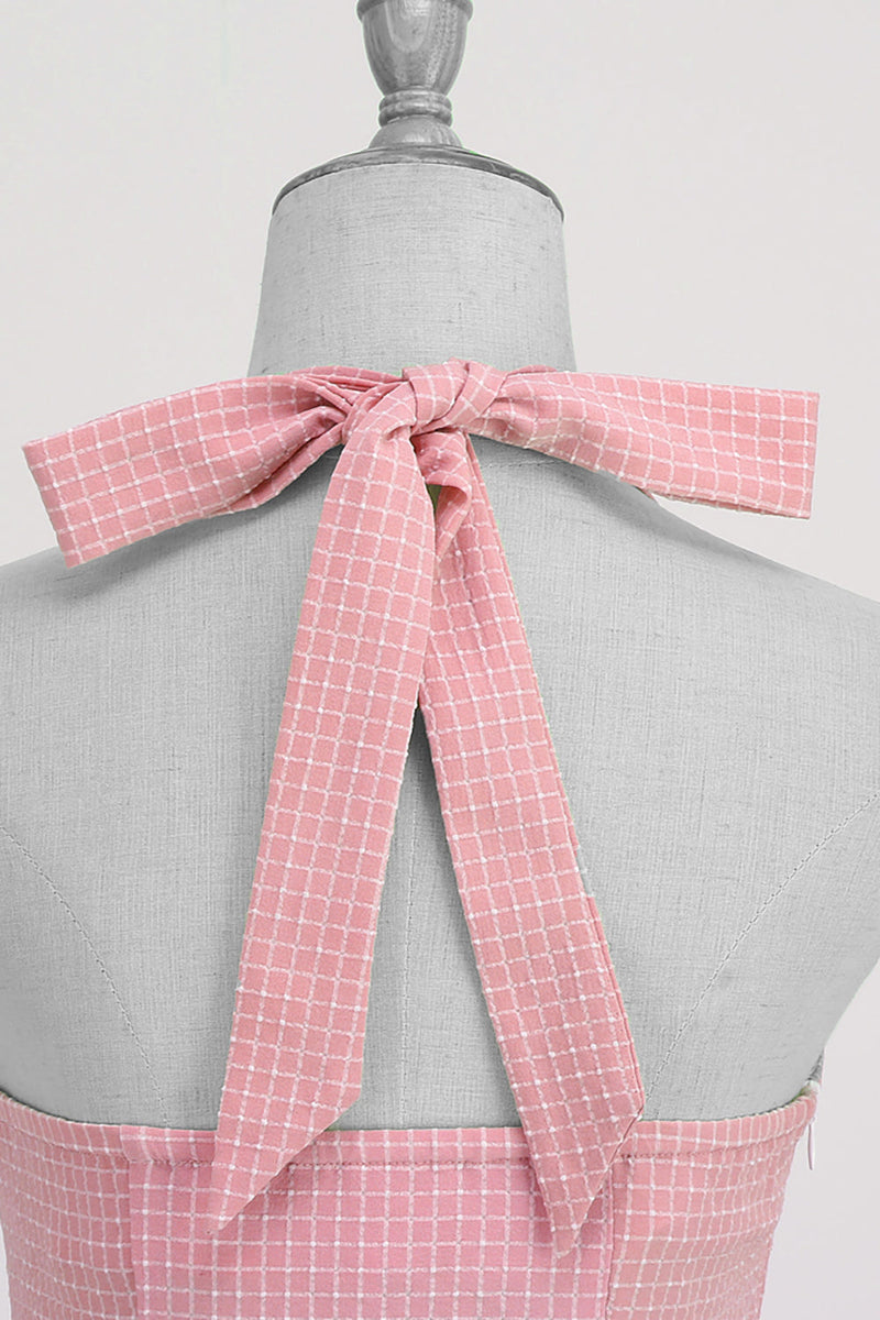 Cargar imagen en el visor de la galería, Halter Vestido de 1950 Rosa