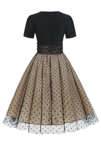 Vestido Negro Polka Dots Vintage 1950s