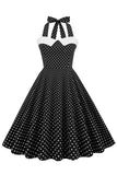 Halter Polka Dots Swing 1950s Vestido