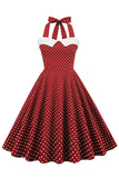 Halter Polka Dots Swing 1950s Vestido