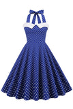 Halter Polka Dots Swing 1950s Vestido
