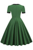 Cargar imagen en el visor de la galería, Vestido de swing verde oscuro de la década de 1950 con lazo