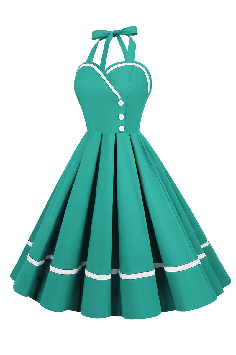 Cargar imagen en el visor de la galería, Halter Black 1950s Swing Dress
