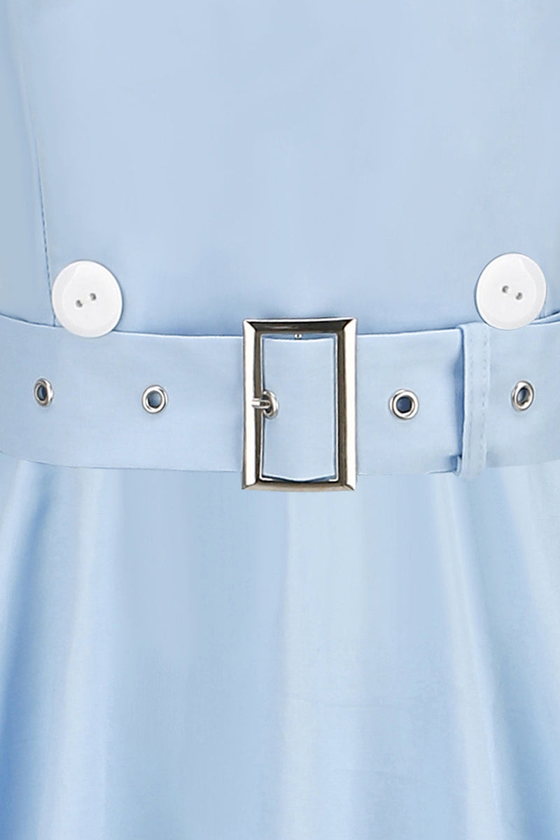 Cargar imagen en el visor de la galería, Vestido swing negro de la década de 1950 con cinturón