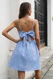 Vestido de verano Black Plaid Open Back