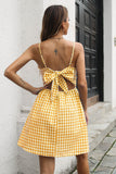 Vestido de verano Black Plaid Open Back