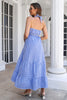 Cargar imagen en el visor de la galería, Vestido de verano azul a cuadros Boho Maxi
