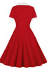 Cargar imagen en el visor de la galería, Vestido swing de cuello de solapa roja de la década de 1950
