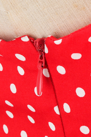Estilo retro Halter Red Polka Dots Vestido de la década de 1950