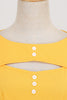 Cargar imagen en el visor de la galería, Vestido amarillo retro de la década de 1950 con ojo de cerradura