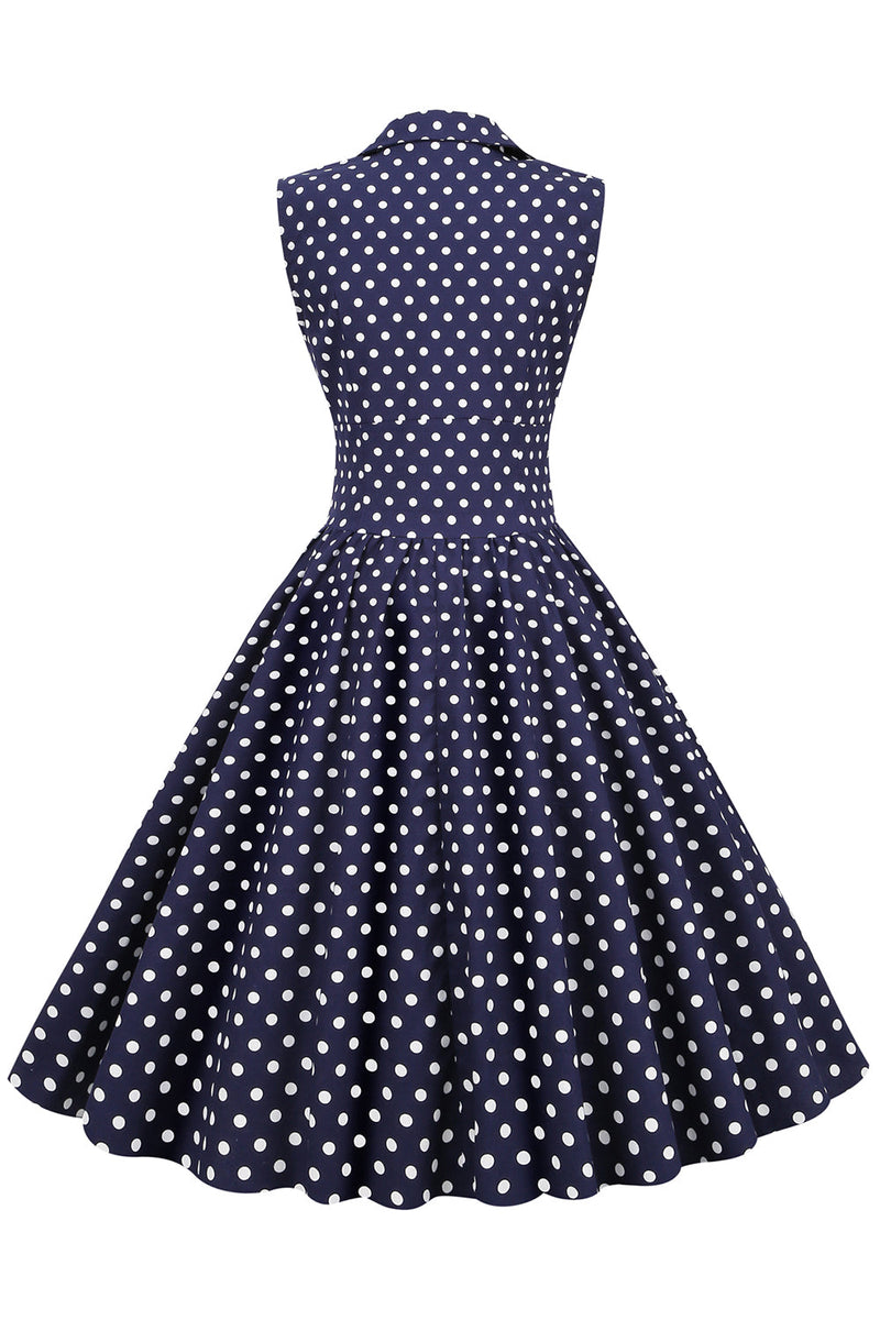 Cargar imagen en el visor de la galería, Marino Cuello en V Lunares 1950s Vestido