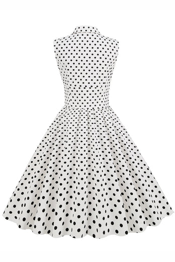 Marino Cuello en V Lunares 1950s Vestido