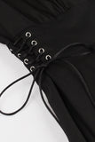 Negro Vestido Vintage de Halloween con cordones