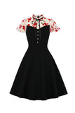 Vestido Vintage de la década de 1950 estampado negro