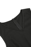 Negro Cuello en V Vestido vintage de la década de 1950 con apliques